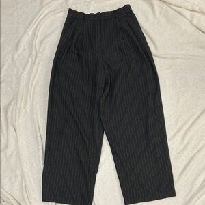 Wide Leg Pleated Pinstripe Dress Pants